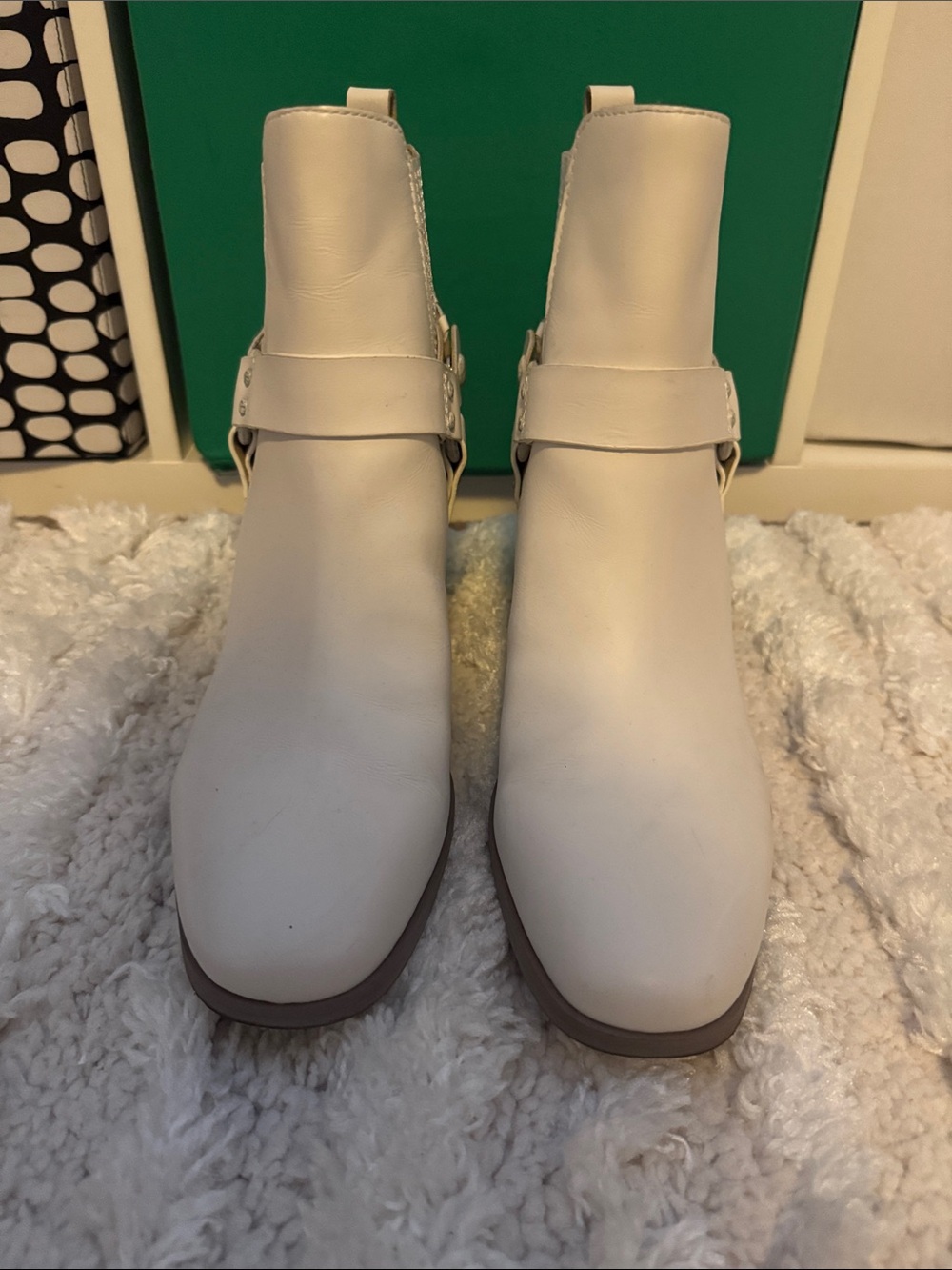 Sam Edelman Cream Ankle Booties with Strap Detail